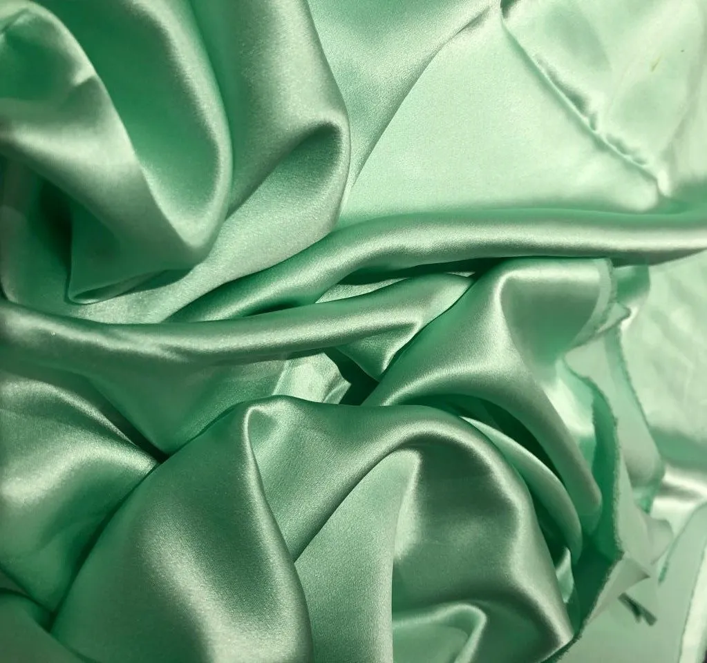 100% Charmeuse Silk Satin fabric  40 momme MINT color 54" wide[16245]