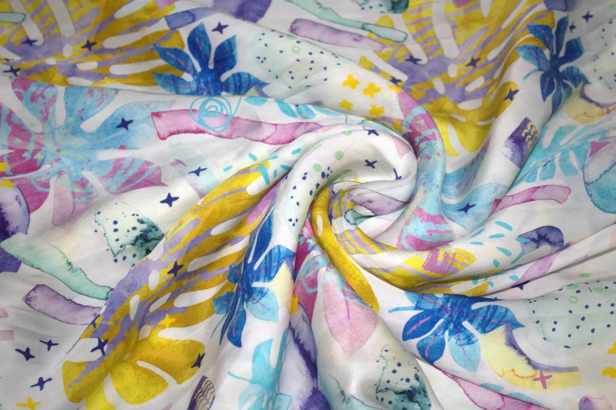 100% PURE SILK SATIN FABRIC 80 GRAMS 20.20MM DIGITAL PRINT 44" wide available in 3 designs