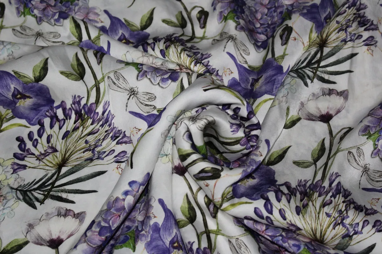 100% PURE SILK SATIN FABRIC 80 GRAMS 20.20MM DIGITAL PRINT 44" wide available in 3 designs