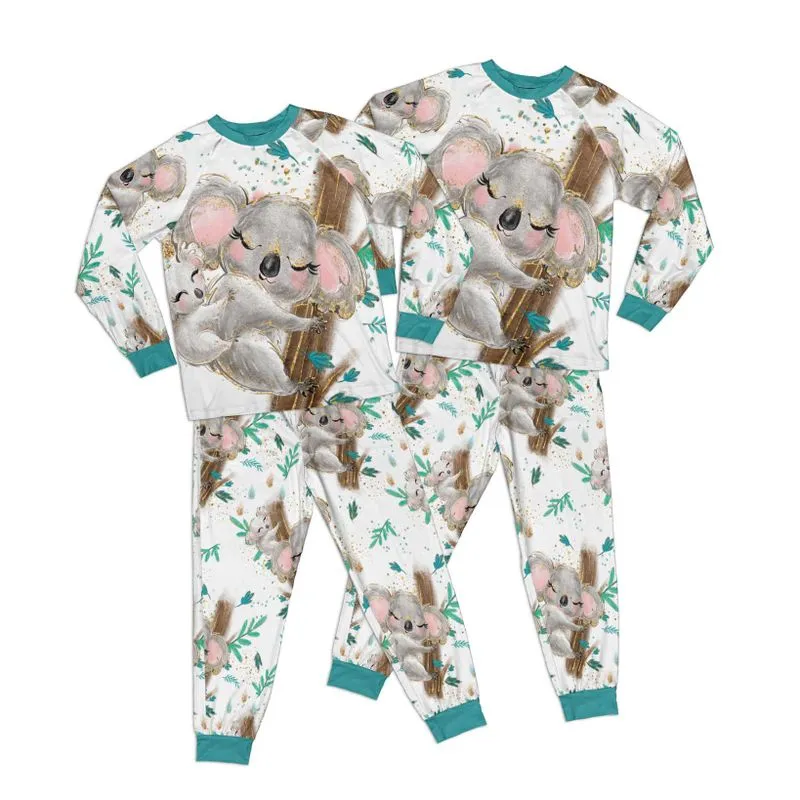 Australian Animals Koala White Adult Pajamas Set