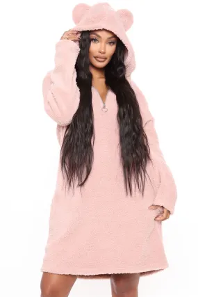 Bear Cave Cozy Plush PJ Hoodie - Blush