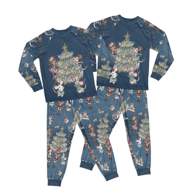 Blue Christmas Nutcracker Adult Pajamas Set