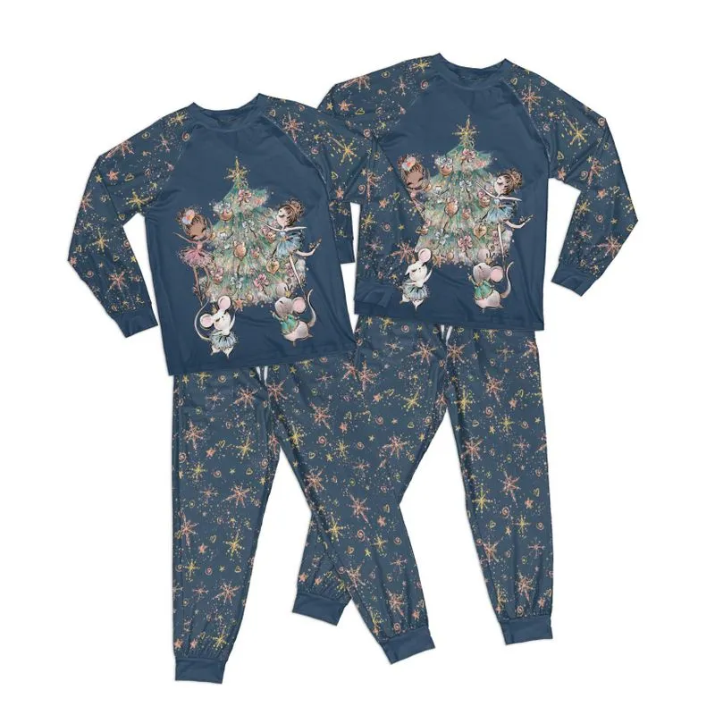 Blue Stars Christmas Nutcracker Kid Pajamas Set