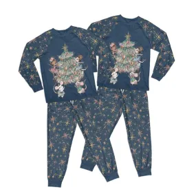 Blue Stars Christmas Nutcracker Kid Pajamas Set