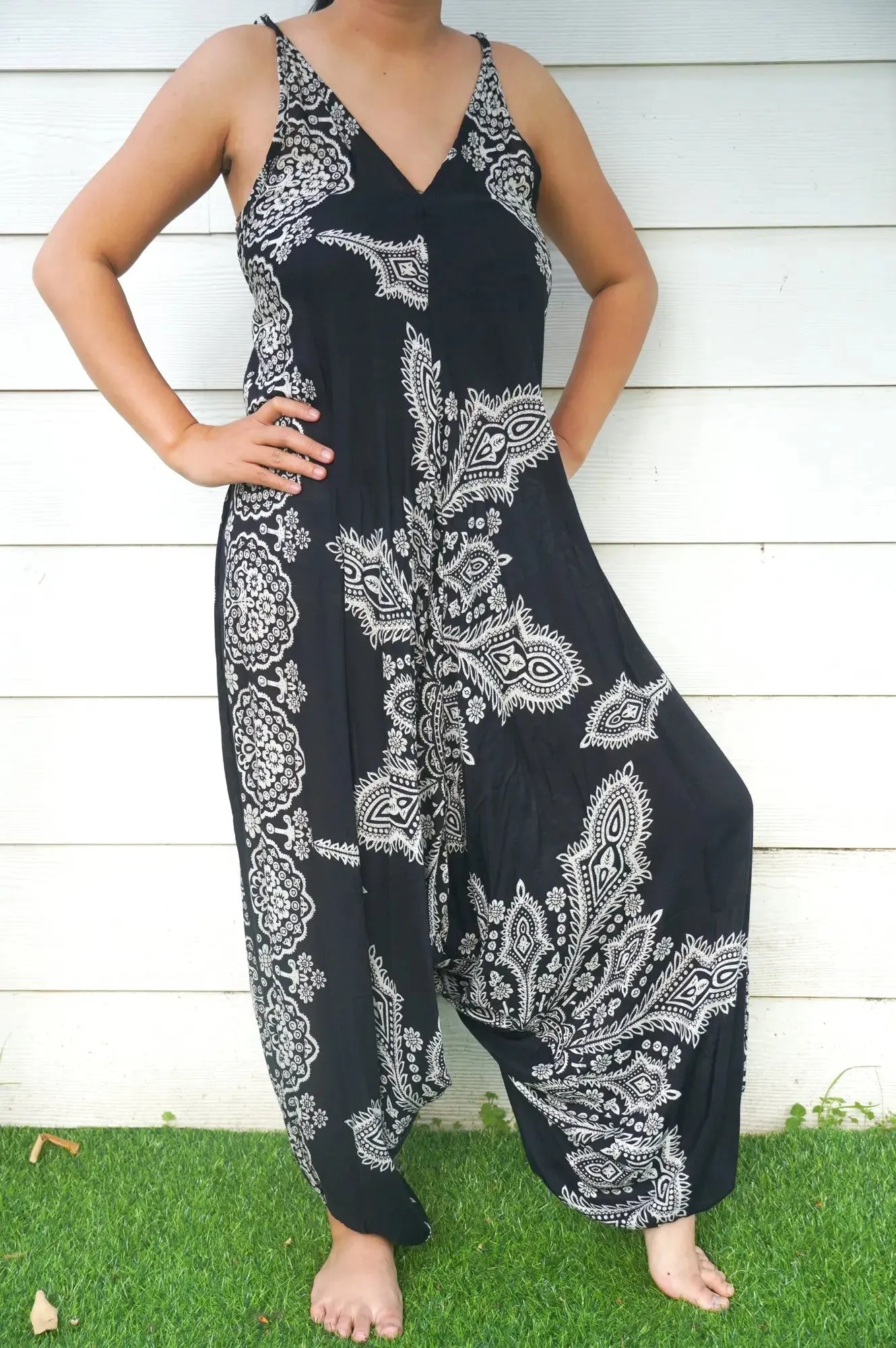 Bohemian Black Butterfly Summer Jumpsuit for Festival Fun