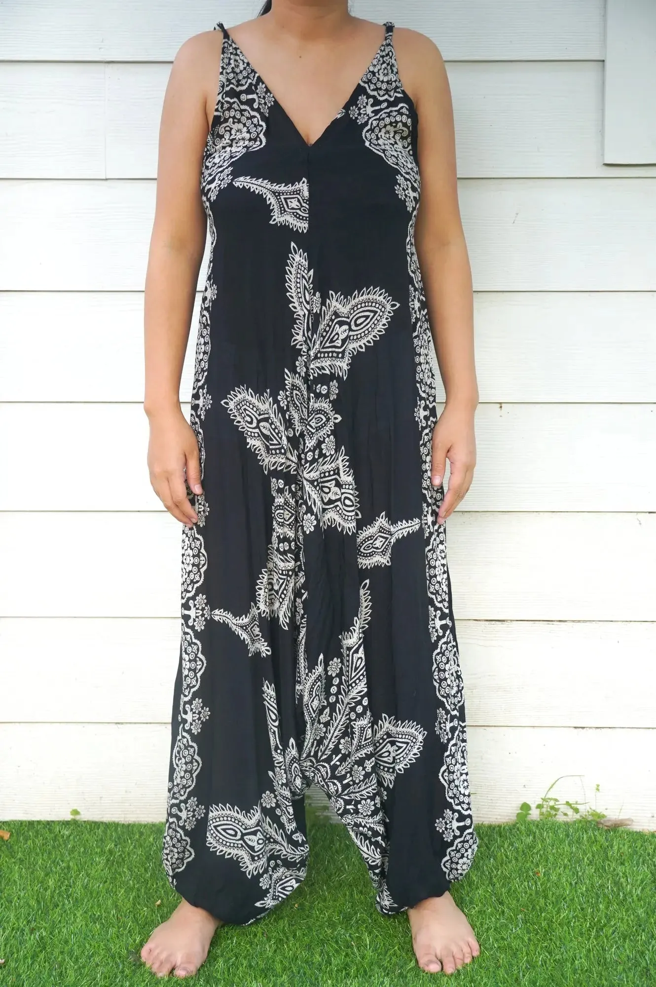 Bohemian Black Butterfly Summer Jumpsuit for Festival Fun