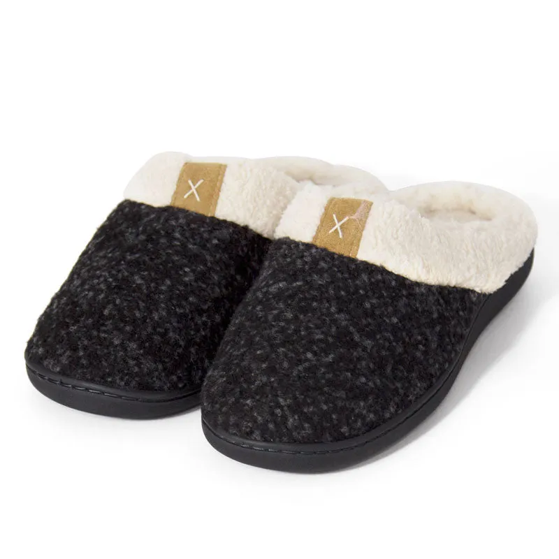 Bras & Honey Ladies Grace Slippers Memory Foam Mule, Black Marl