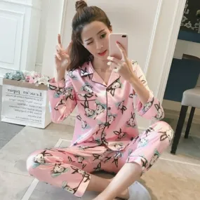 Cartoon Print 2 Piece Pajama sets For Women