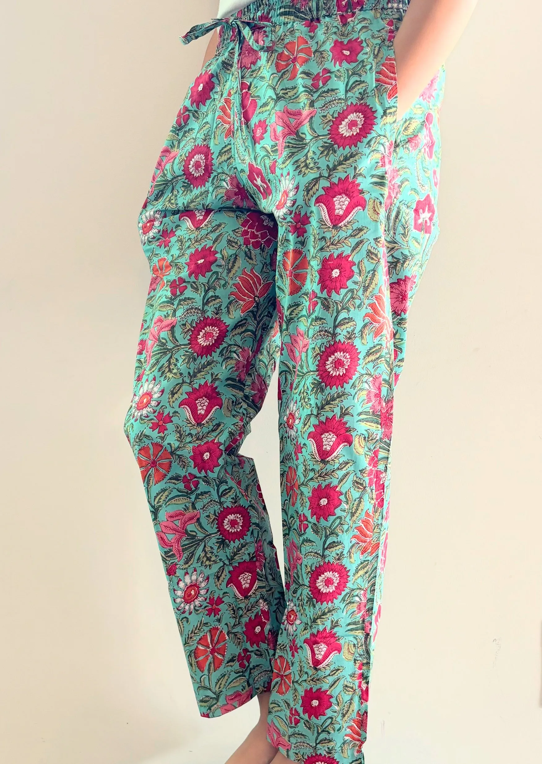 Cotton Pajama Pants Women - Tropical Bloom