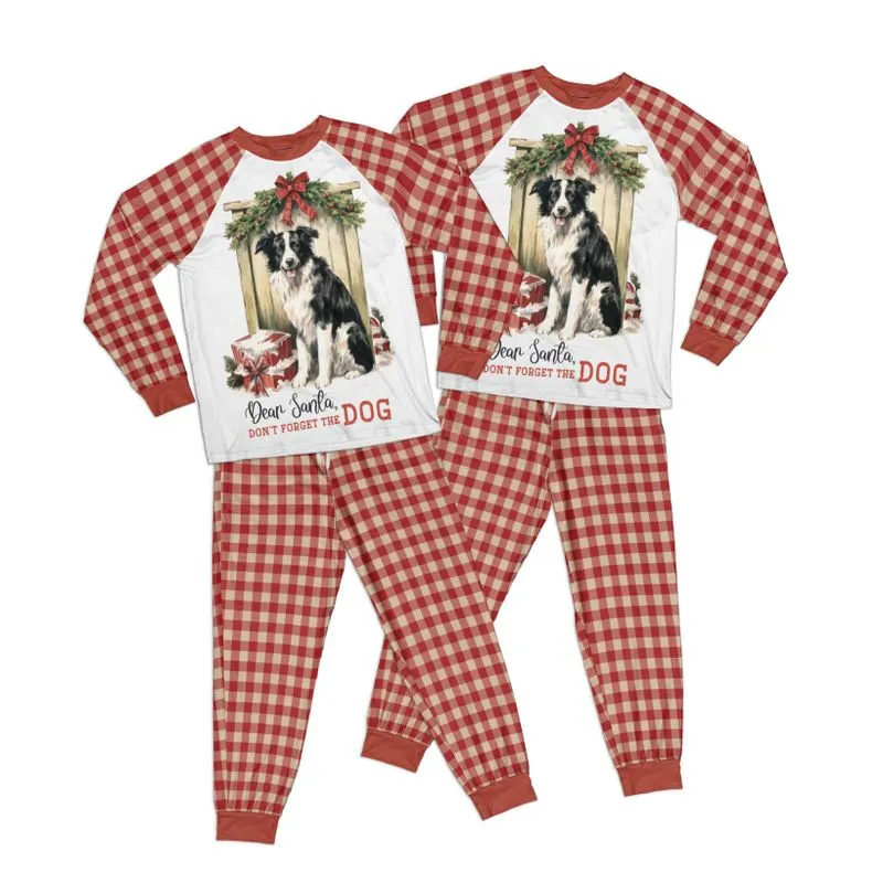 Country Christmas Dear Santa Don't forget the Dog Adult Pajamas Set Matching