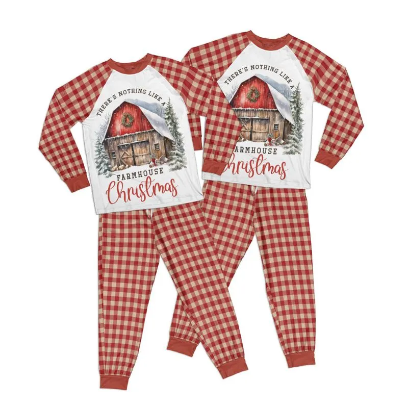 Country Christmas Nothing like a farmhouse Christmas Adult Pajamas Set Matching