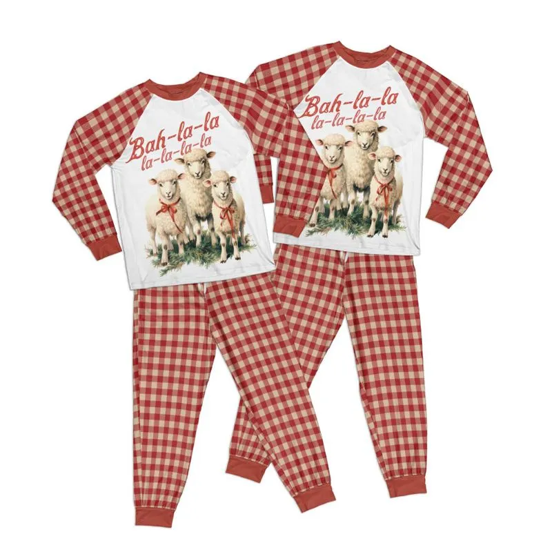 Country Christmas Sheep Bah-La-La Adult Pajamas Set Matching