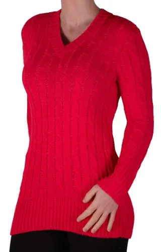 Devon Cable Knit V Neck Jumper