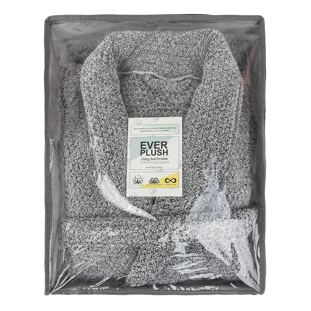 Diamond Jacquard Bathrobe, XL-XXL, Grey