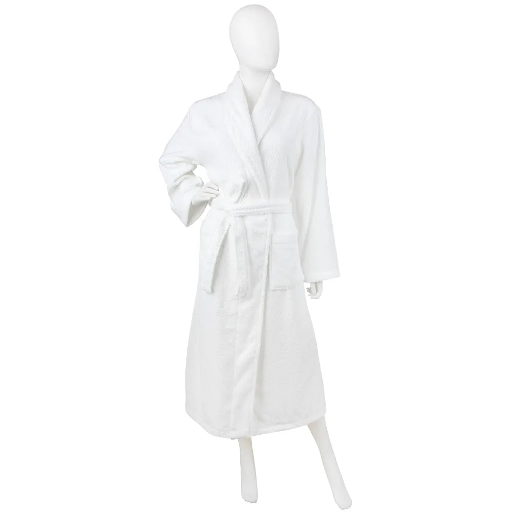 Diamond Jacquard Bathrobe, XS-SM, White