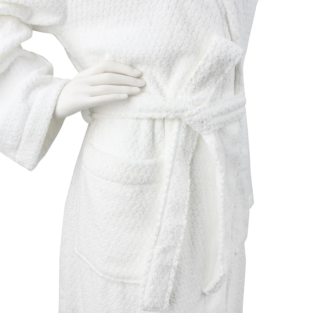 Diamond Jacquard Bathrobe, XS-SM, White