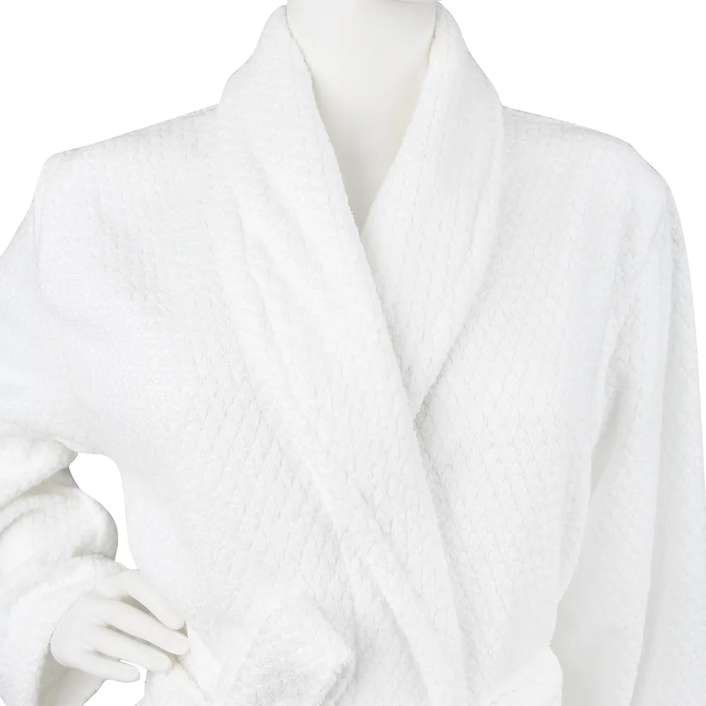 Diamond Jacquard Bathrobe, XS-SM, White