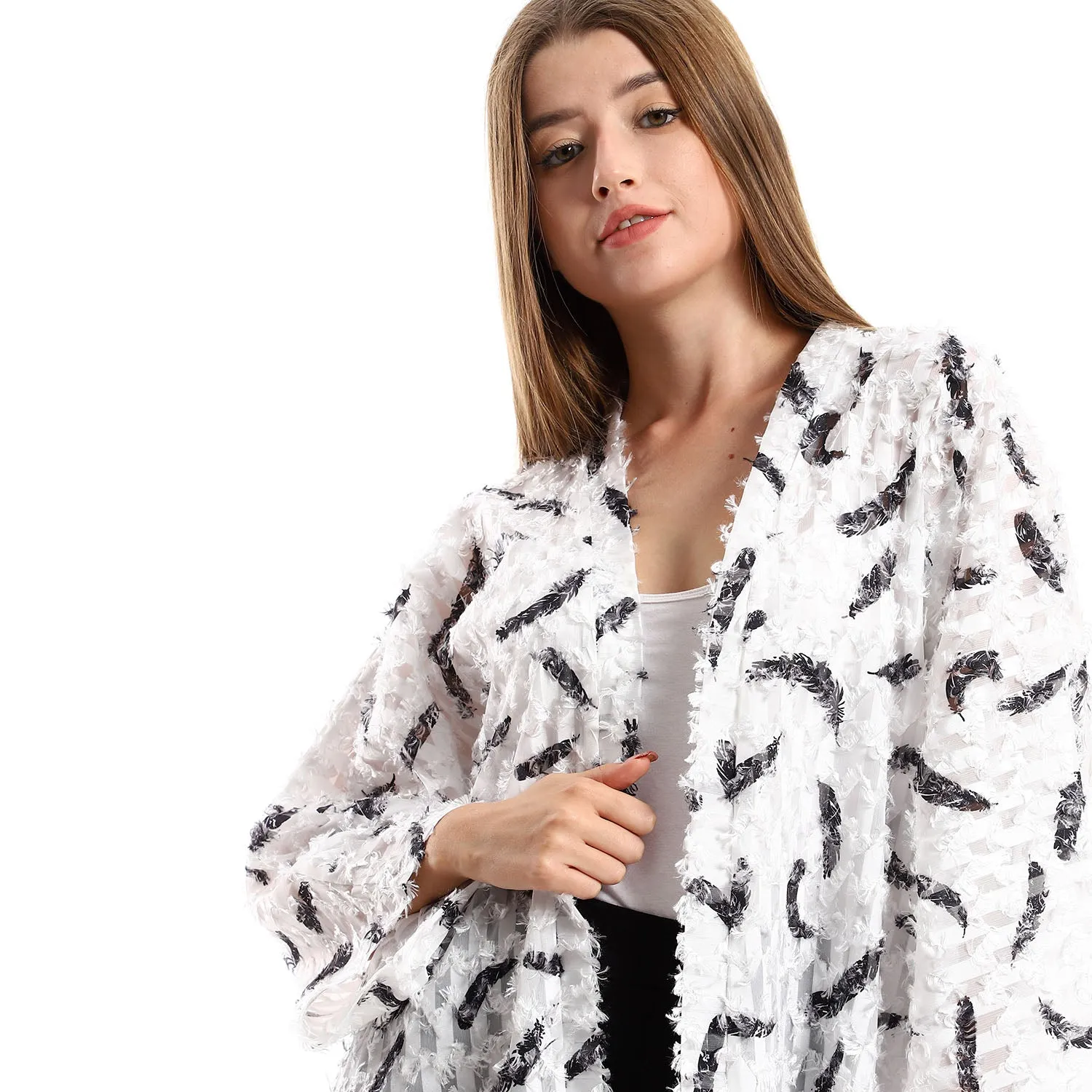 Eyelash Long Sleeves Kimono - Kady