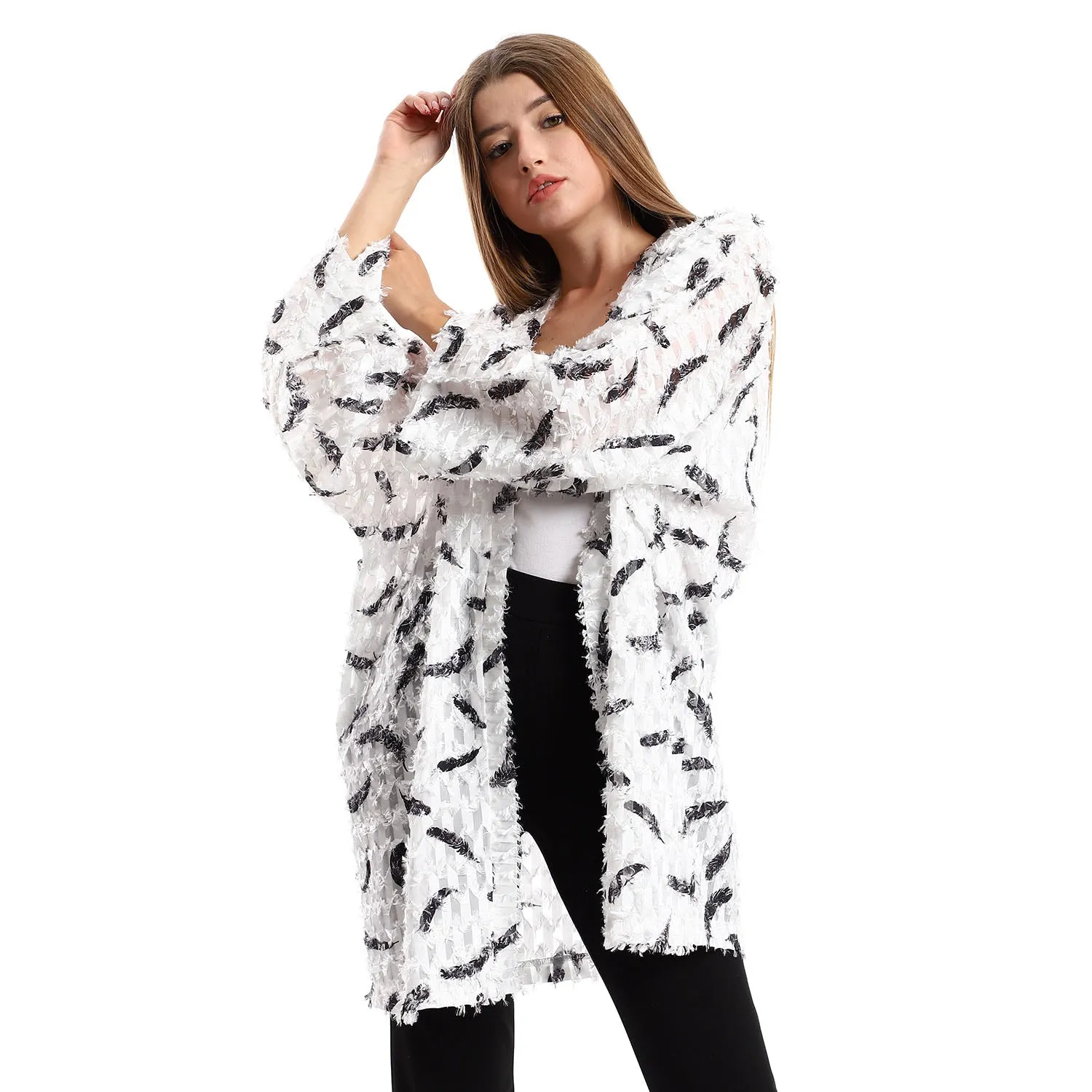 Eyelash Long Sleeves Kimono - Kady