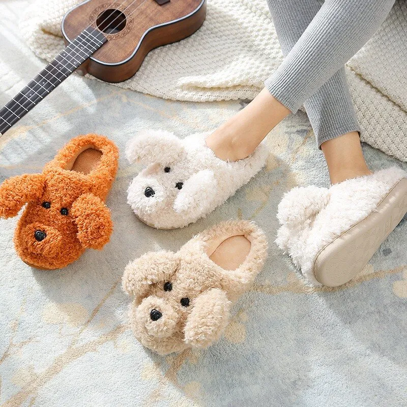 Funki Buys | Shoes | Women's Fluffy Warm Cartoon Dog Slippers