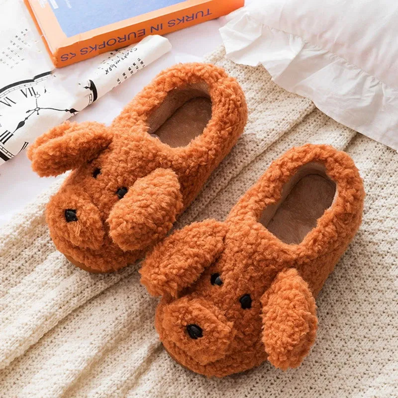 Funki Buys | Shoes | Women's Fluffy Warm Cartoon Dog Slippers