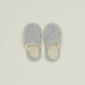 Fuzzy Wool Slippers - Light Grey