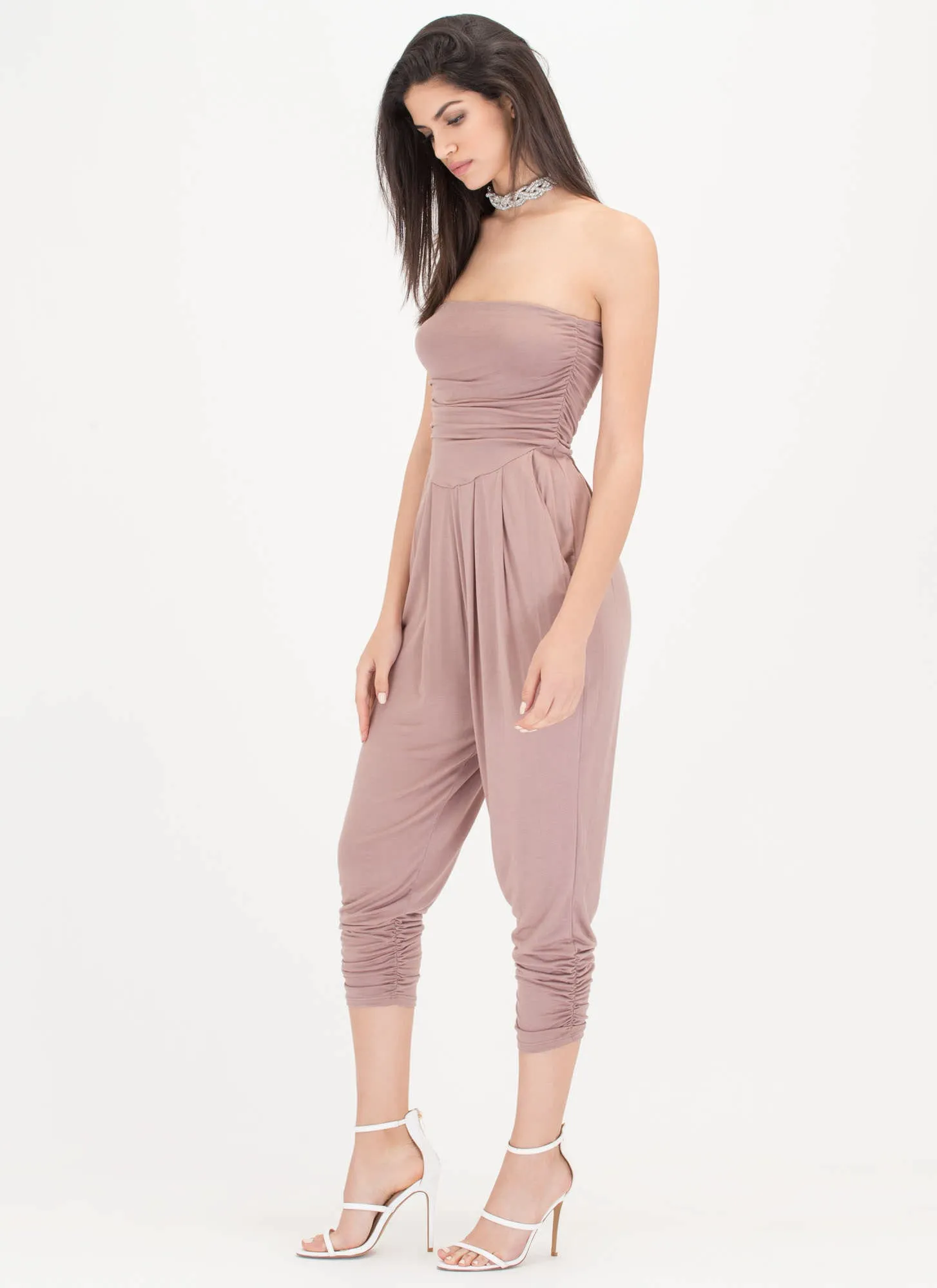 Go For It Ruched Harem Jumpsuit