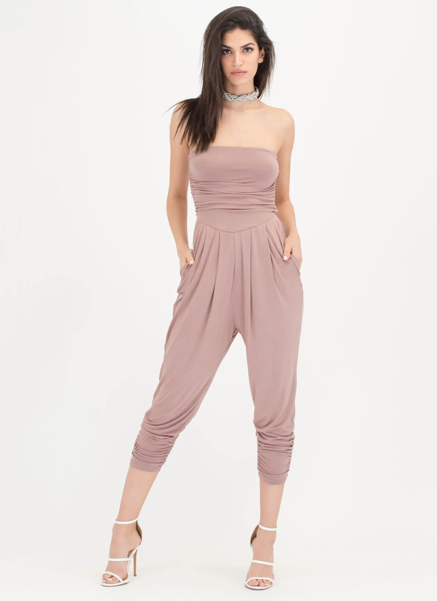 Go For It Ruched Harem Jumpsuit