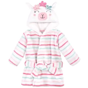 Hudson Baby Plush Animal Face Bathrobe, Flower Llama