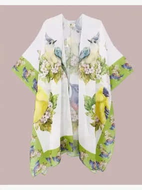 JC070970 Green-Yellow Bird & Floral Kimono