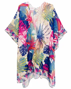 JC071085 Blue-Multi Tropical Nature Kimono