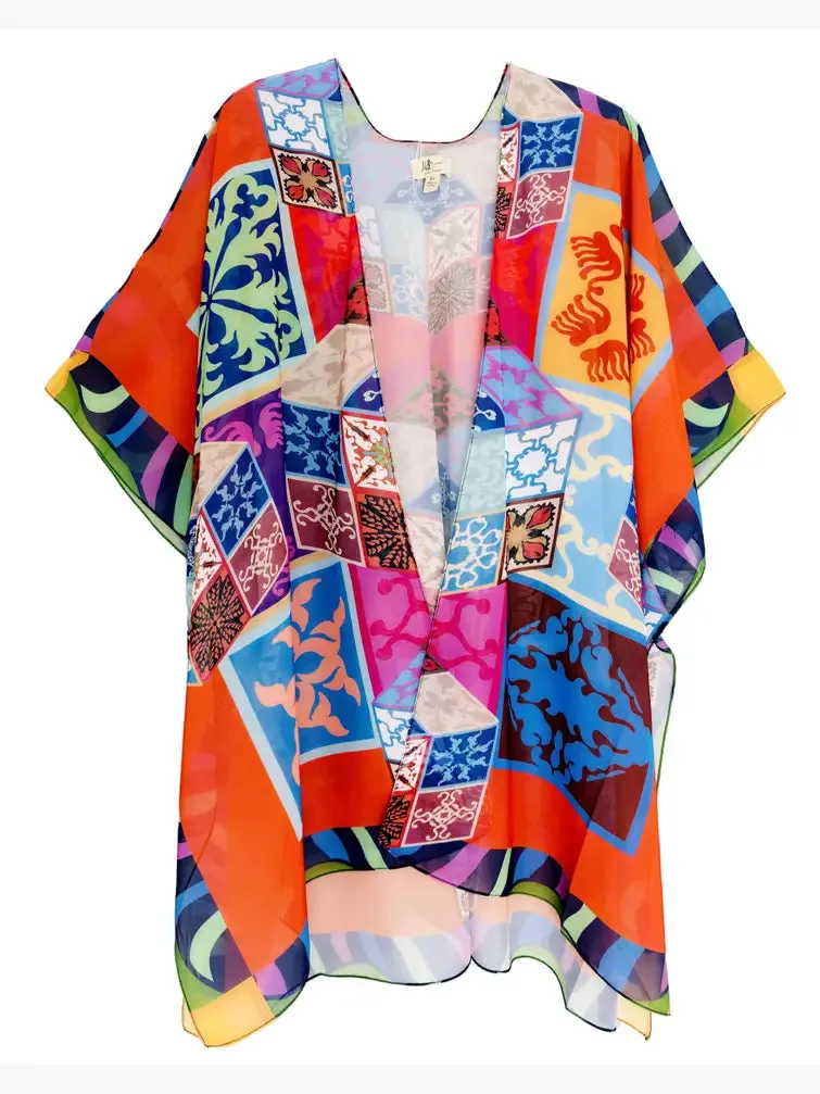 JC071221 Multicolor Artwork Rubik's Cube Kimono