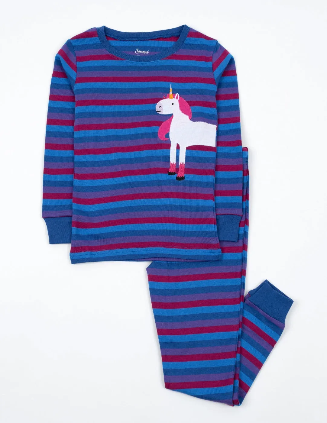 Kids Cotton Unicorn Stripes Pajamas