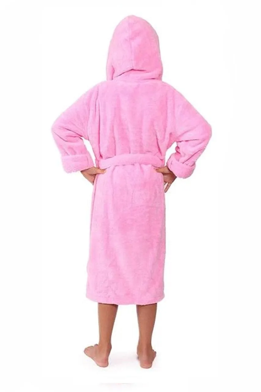 Kid's Fleece with Hooded Bathrobe, Warmth & Cozy, Soft & fast dry, (Pink)