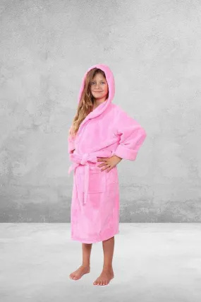 Kid's Fleece with Hooded Bathrobe, Warmth & Cozy, Soft & fast dry, (Pink)