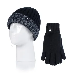 Kids Turn Over Hat & Gloves - Black