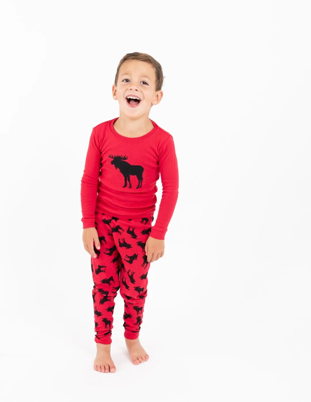 Kids Two Piece Cotton Moose Pajamas