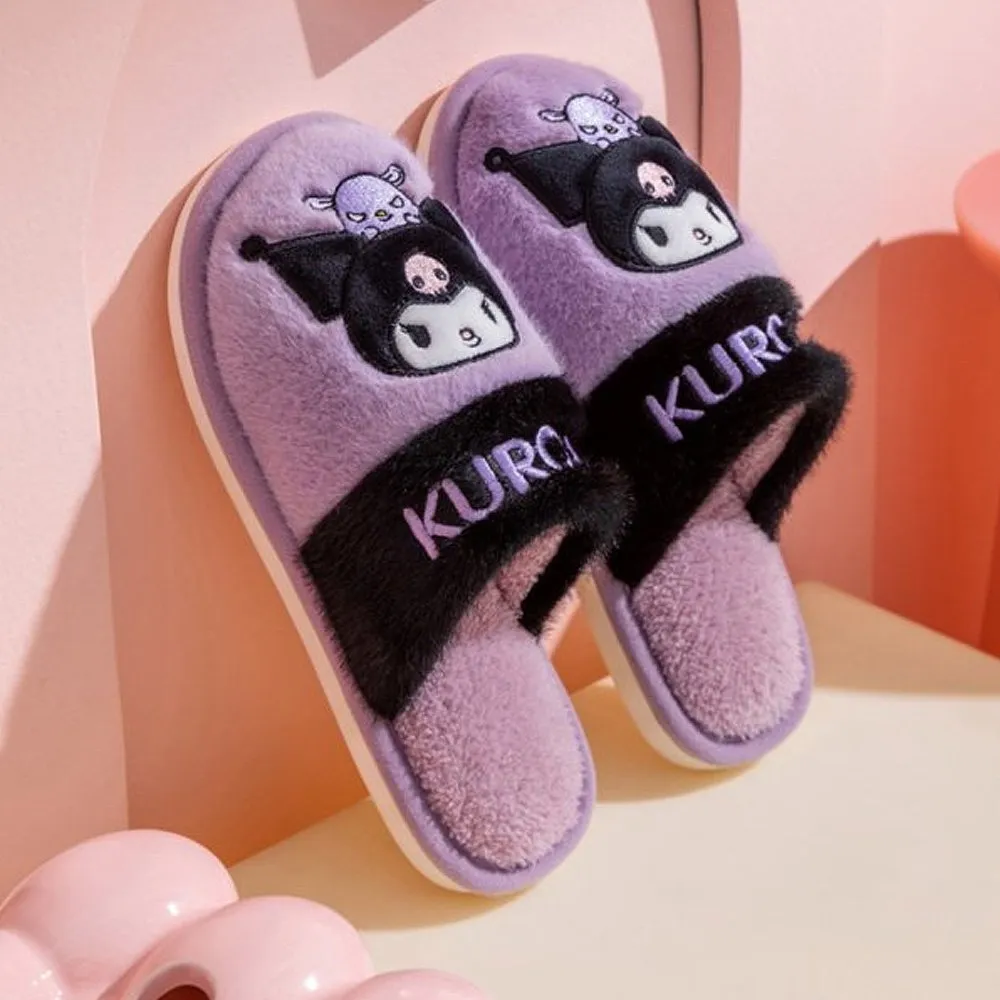 Kuromi Two Tone Fur Slippers