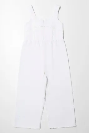 Lace Trim Jumpsuit White