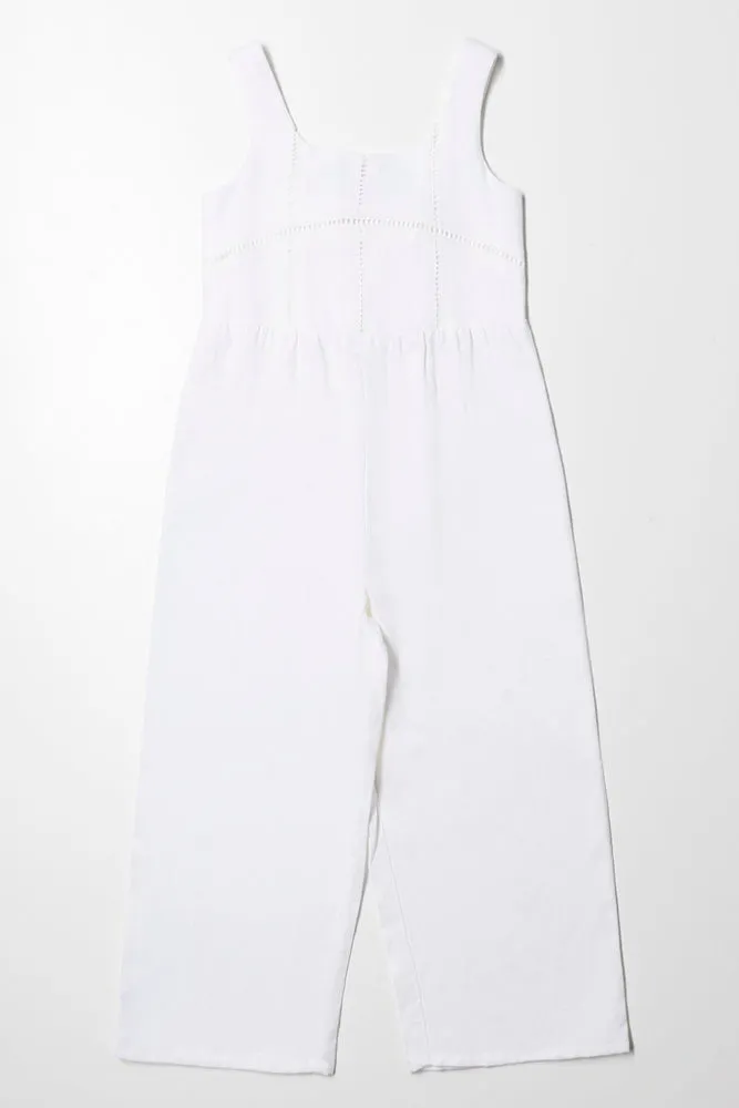 Lace Trim Jumpsuit White