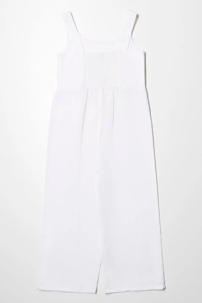 Lace Trim Jumpsuit White