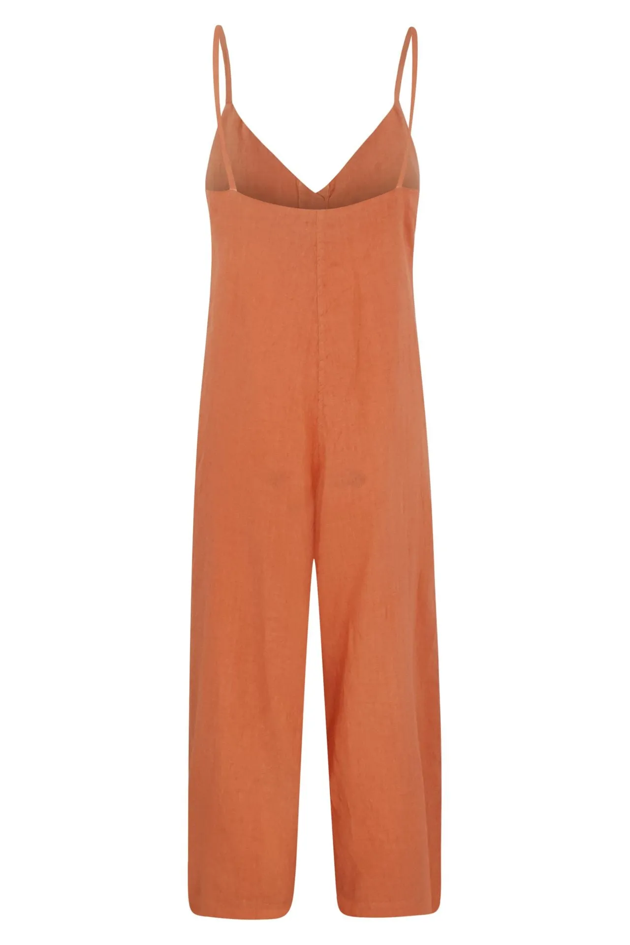 Linen Strapped Buttoned Jumpsuit