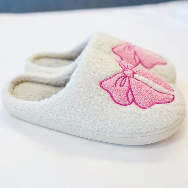 Lounge Pink Bow Cozy Slippers