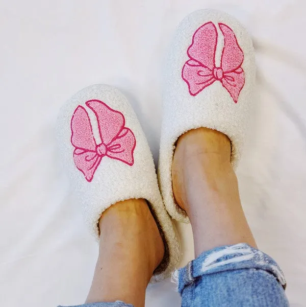 Lounge Pink Bow Cozy Slippers