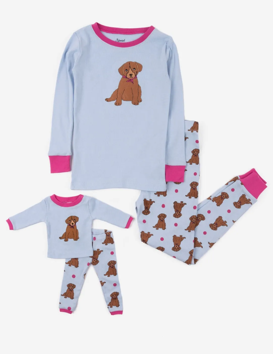 Matching Girl and Doll Cotton Puppy Pajamas