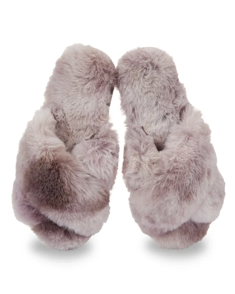 Me Moi Lavender Cross Josephine Plush Slippers