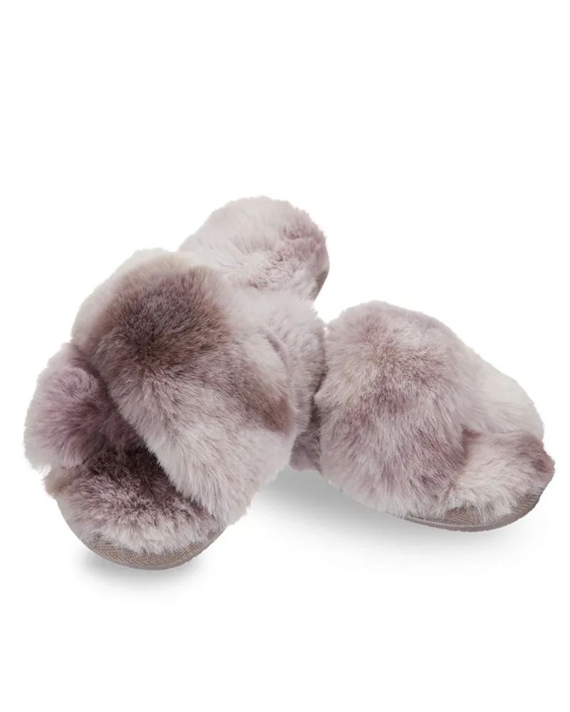 Me Moi Lavender Cross Josephine Plush Slippers