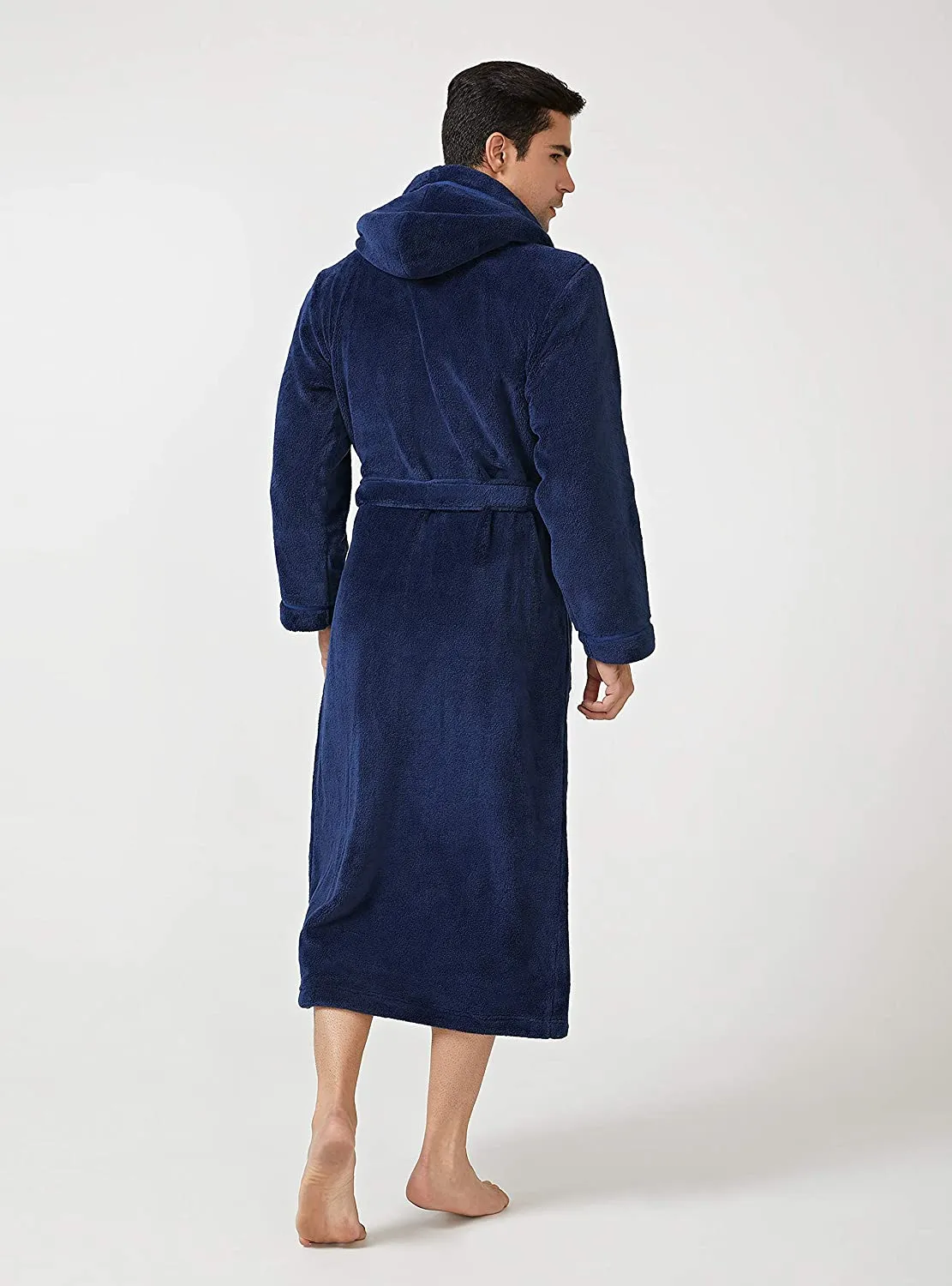 Men's Navy Blue Winter Fleece Full Length Robe