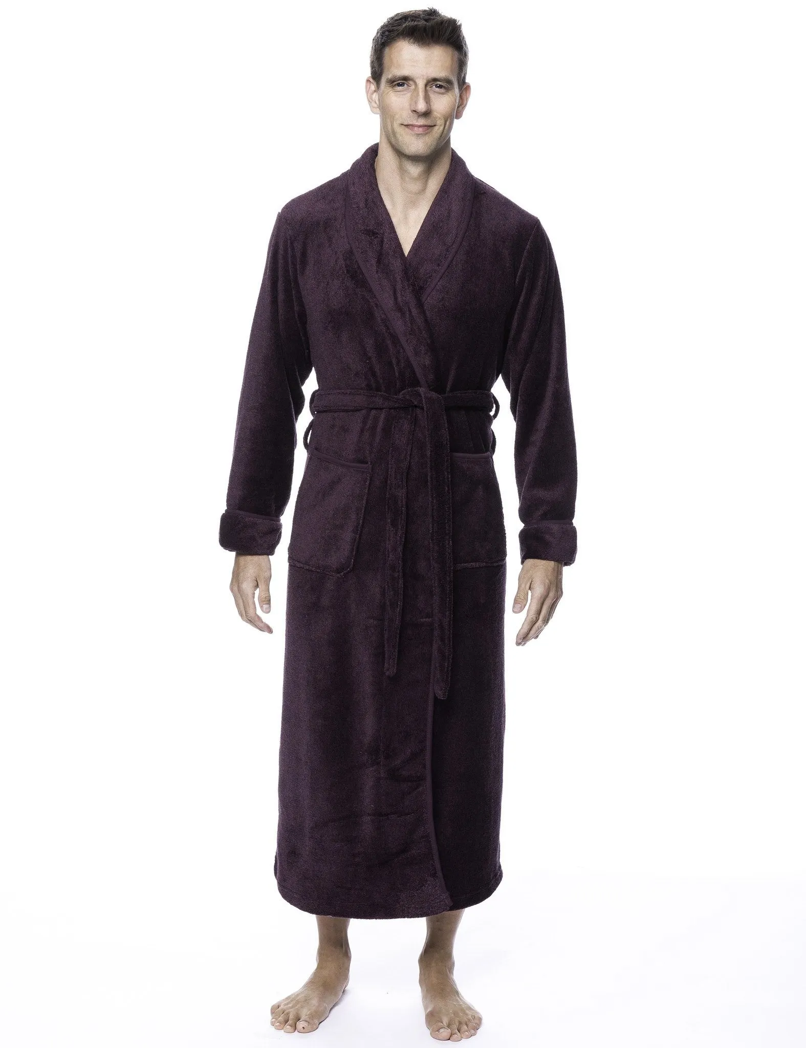 Men's Premium Coral Fleece Full Length Plush Spa/Bath Robe