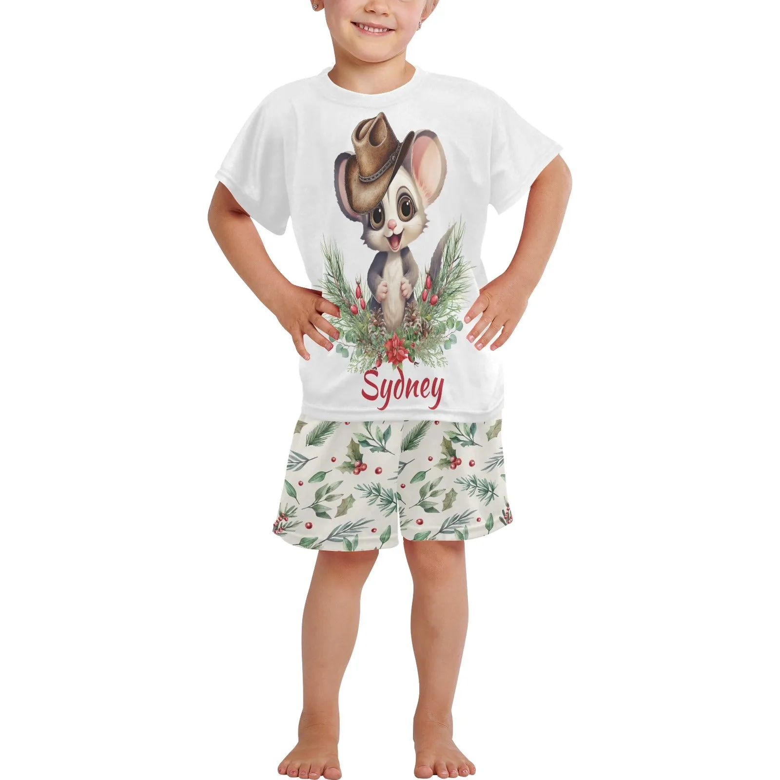 Personalised Australian Animals Country Christmas Matching Birthday Shirt and Short Sets